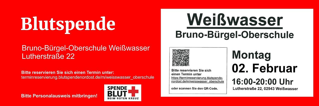 Blutspende Oberschule Weißwasser 02.02.2026 Blutspende Oberschule Weißwasser 02.02.2026