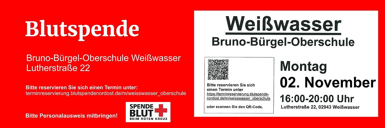 Blutspende Oberschule Weißwasser 02.11.2026