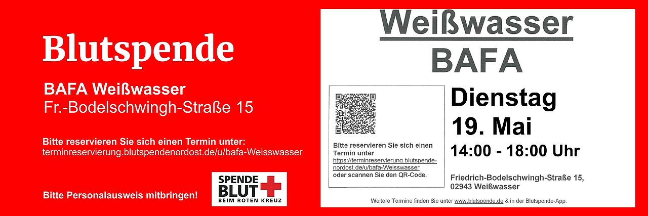 Blutspende BAFA Weißwasser 19.05.26