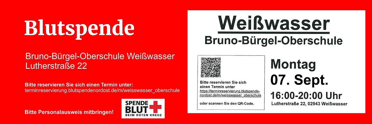 Blutspende Oberschule Weißwasser 07.09.2026