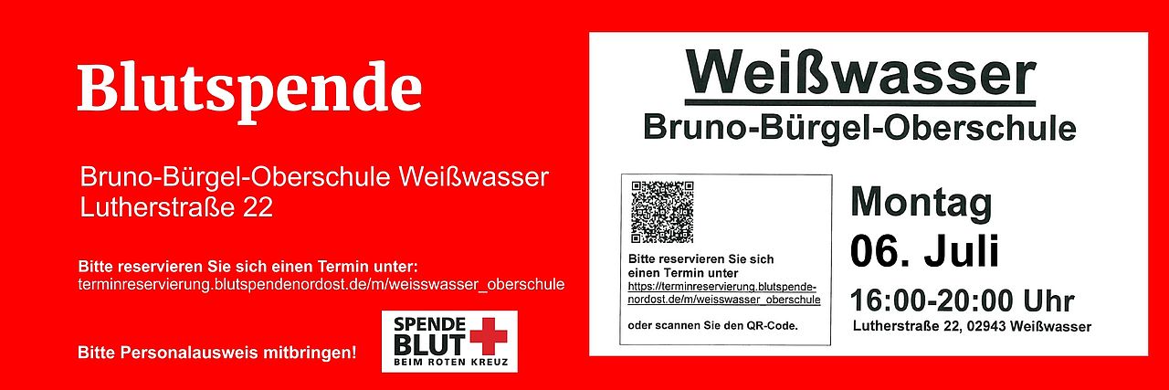 Blutspende Oberschule Weißwasser 06.07.2026