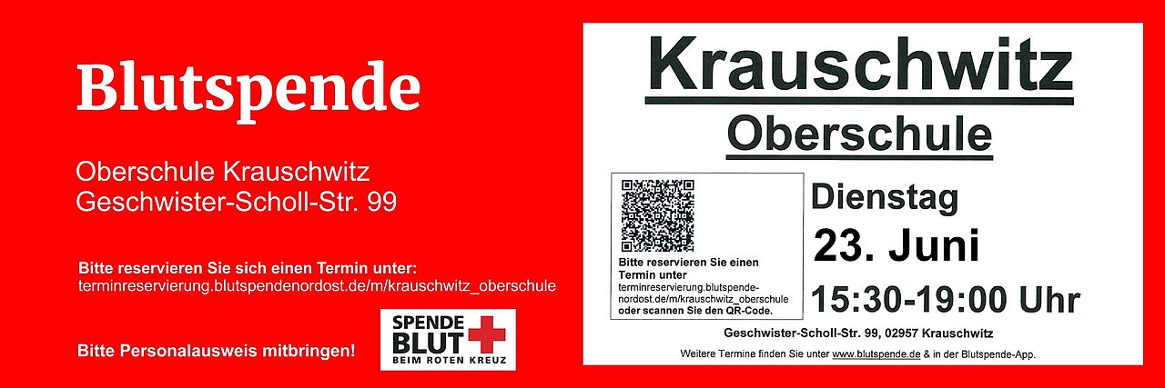 Blutspende 23.06.26 Oberschule Krauschwitz