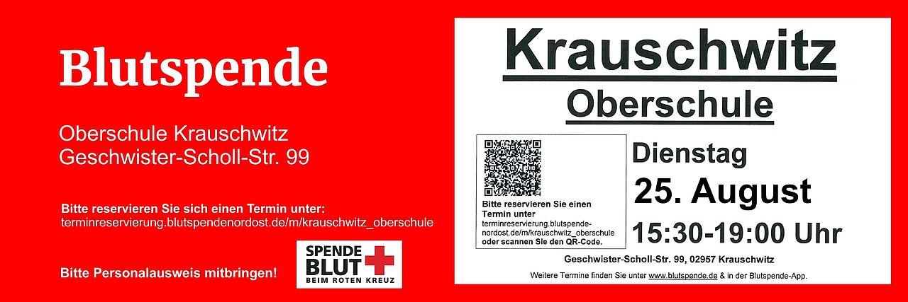 Blutspende Oberschule Krauschwitz 25.08.2026